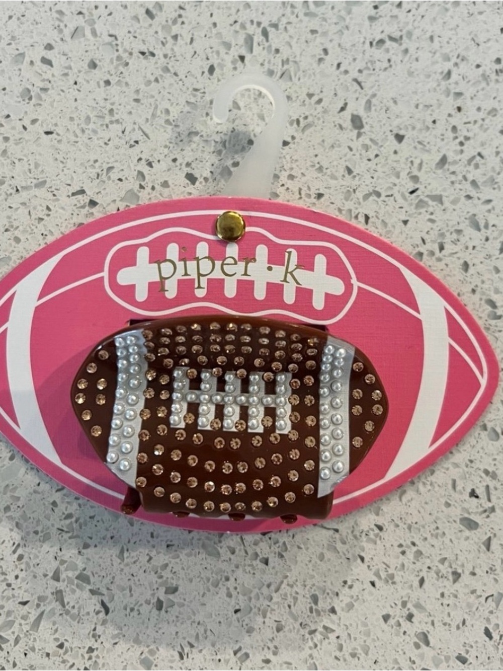 Piper K 🏈 Brown Rhinestone Football Hair Clip